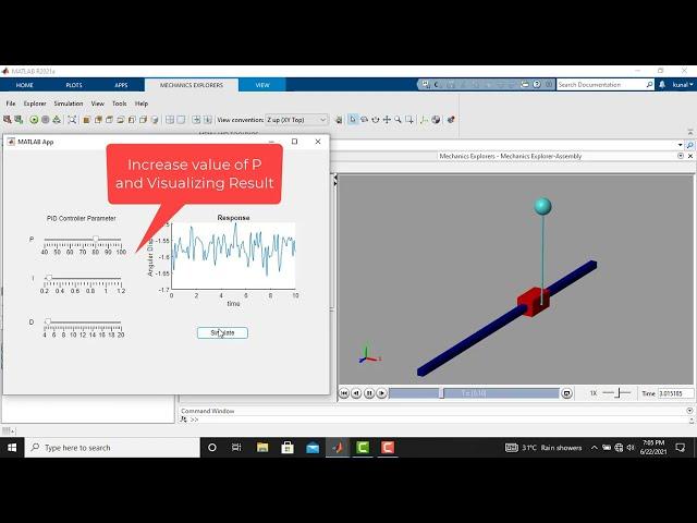 Stabilization of inverted pendulum using MATLAB App designer| MATLAB Solutions