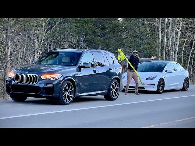 PHEV Saves EV! We Tow Charge Tesla Model 3 To Safety After Running Out Of Electricity