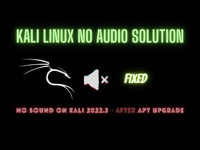 Kali Linux No Audio Issue Fixed  | No sound on Kali 2022.3 | Fix Sound Issue on Kali Latest Version