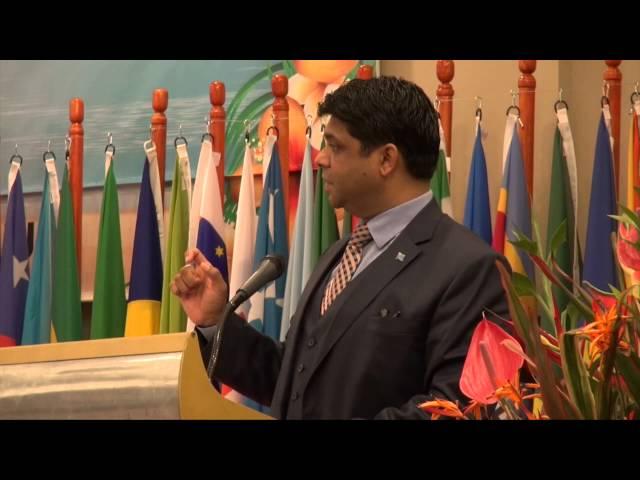 Fijian Attorney-General, Hon. Aiyaz Sayed- Khaiyum speaks at Fiji ACP-EU 2015 debate.