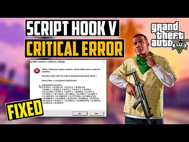 GTA 5 : SCRIPT HOOK V CRITIACL ERROR AFTER NEW UPDATE IN GTA 5 | FIX MENYOO ERROR IN HINDI