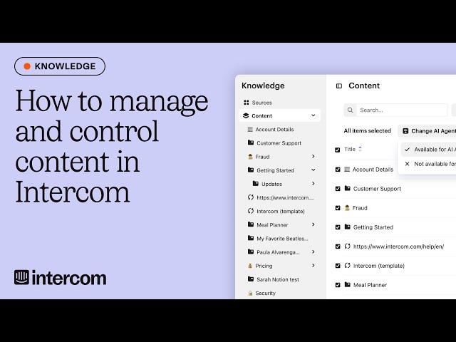 How to control & update your knowledge sources in Intercom