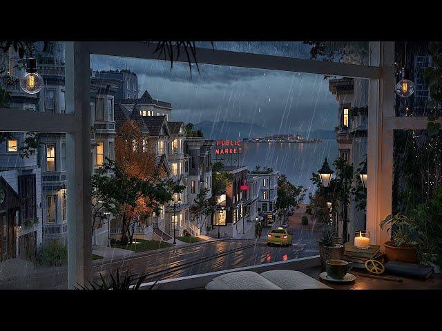 San Francisco Evening Ambience - Rain and Distant Thunder Sounds for Focus, Study and Relaxation