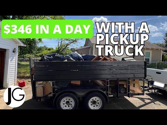 HOW TO GET YOUR FIRST JUNK REMOVAL JOB FOR FREE | Making $340 With A Pickup Truck and Trailer