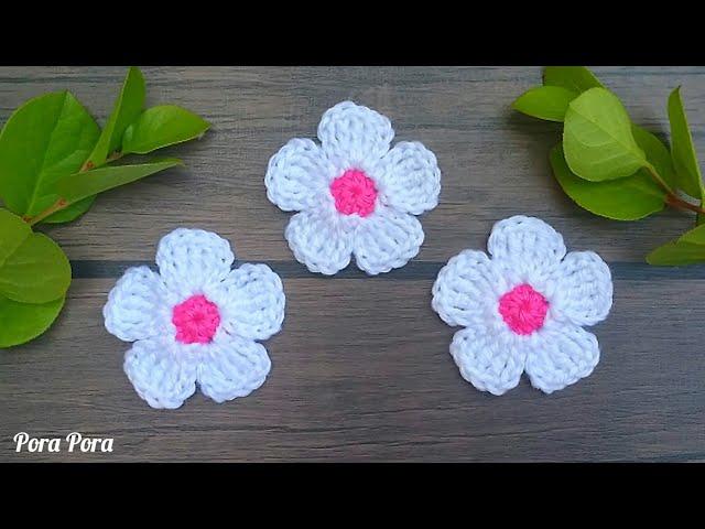 Crochet Summer Phlox flower tutorial I Crochet 5 petal flower pattern