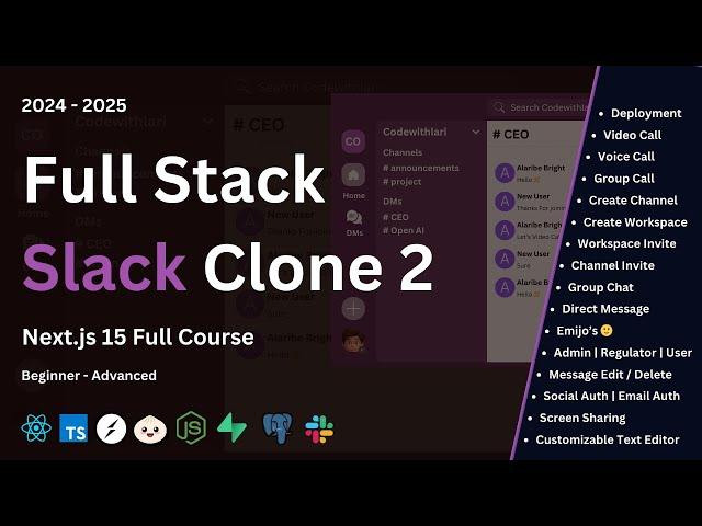 Fullstack Slack Clone: Next.js 15, Postgresql, Supabase, Typescript, Bun, Socket.io, Deployment