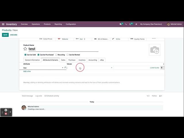 Create New Products in Odoo 15 Inventory Module