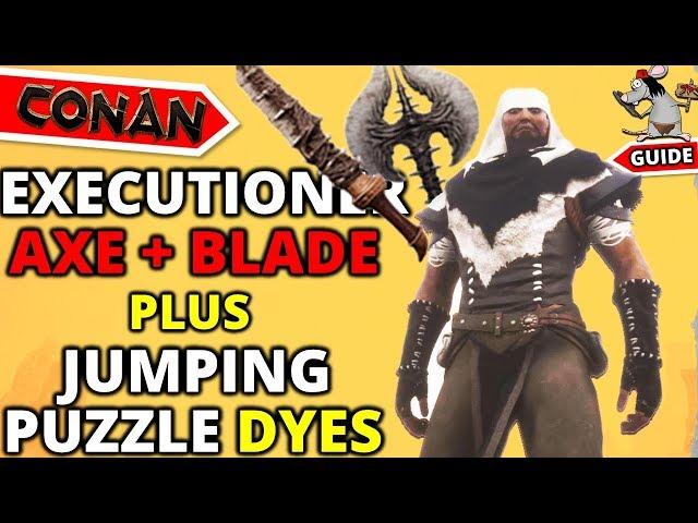 CONAN EXILES Jumping Puzzle cave + Black White Dye + Executioners Weapons!