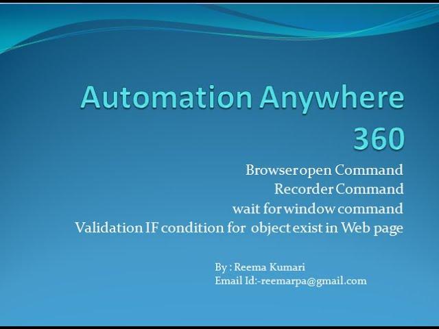 Automation Anywhere 360 - Recorder Capture Command | session 2