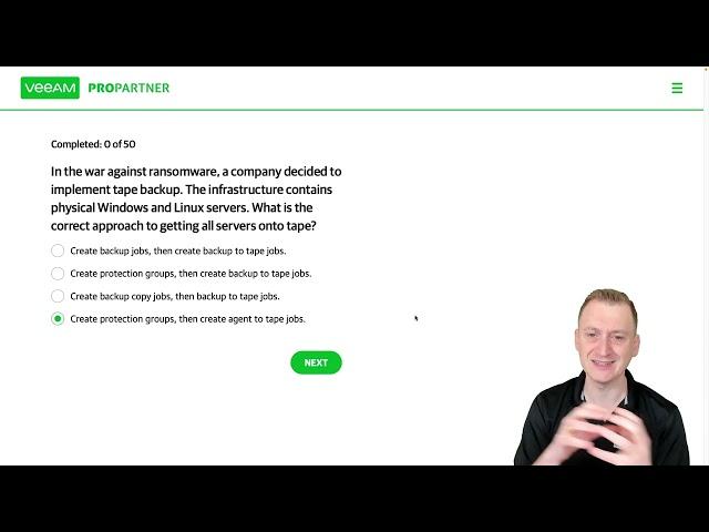 Veeam Certified Engineer - VMCE 2021 practice exam official: Question 01