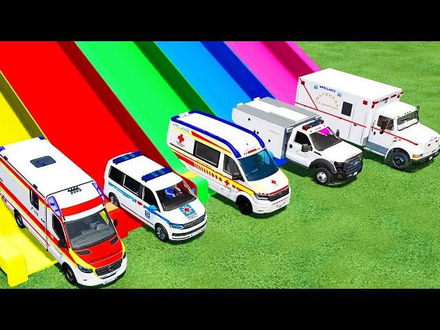 TRANSPORTING ALL AMBULANCE EMERGENCY CARS WITH MAN TRUCKS ! Farming Simulator 22