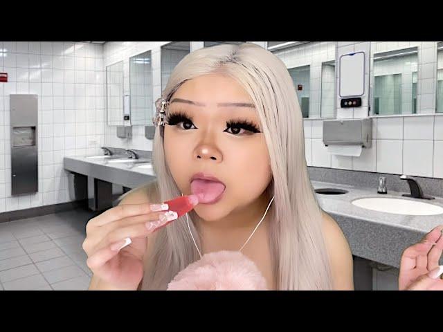 ASMR dumb b̶t̶c̶h̶ girl eats your squeeze tube lipglosses in the school bathroom ️ (realistic)