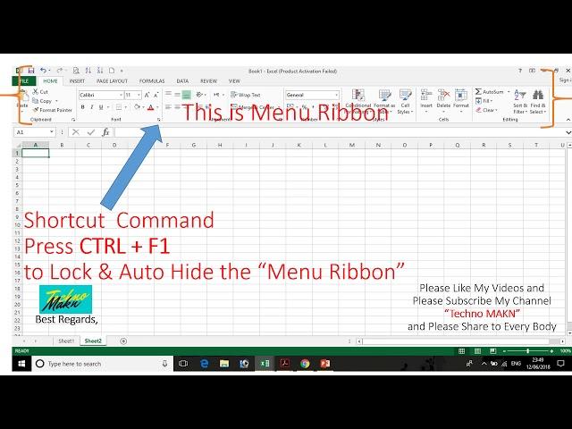 How to Lock/Auto Hide Menu Ribbon Toolbar in MS Excel, Word, Power Point