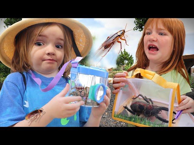 BUG CATCHiNG with NiKO and ADLEY!!  Learning about Rare Bugs found on pirate island irl & in Roblox