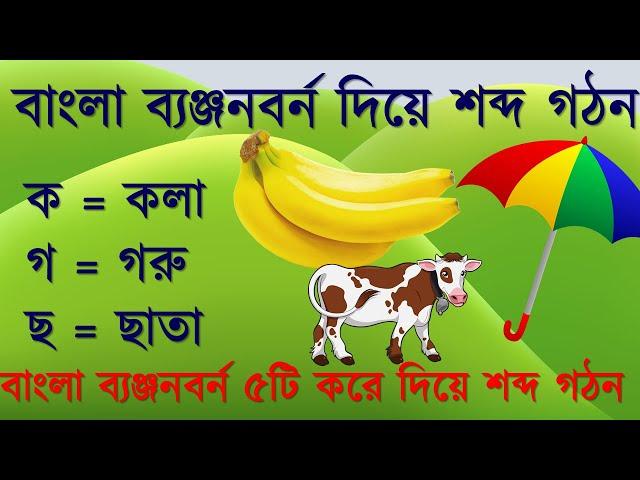 Banjonborno ! ব্যঞ্জনবর্ন ! শব্দ গঠন ! ব্যঞ্জনবর্ন দিয়ে শব্দ গঠন ! ক খ গ দিয়ে শব্দ গঠন