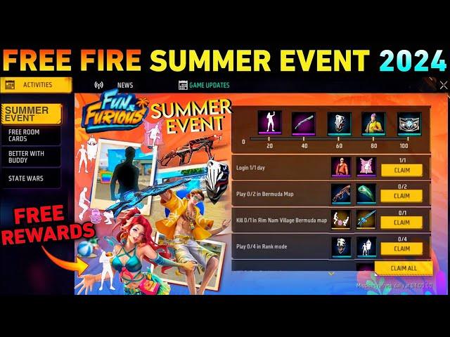FF Max  Summer 2024️ Free Rewards | Event Free Fire Calendar | FF Max New Event Update Today