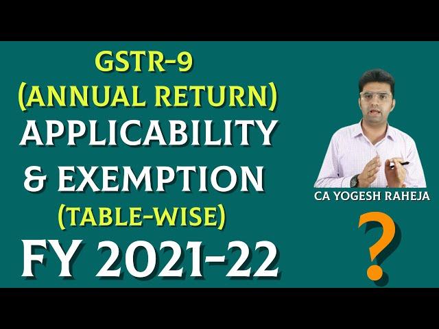 GSTR-9 | GST Annual Return | Applicability & Exemptions | FY 2021-22