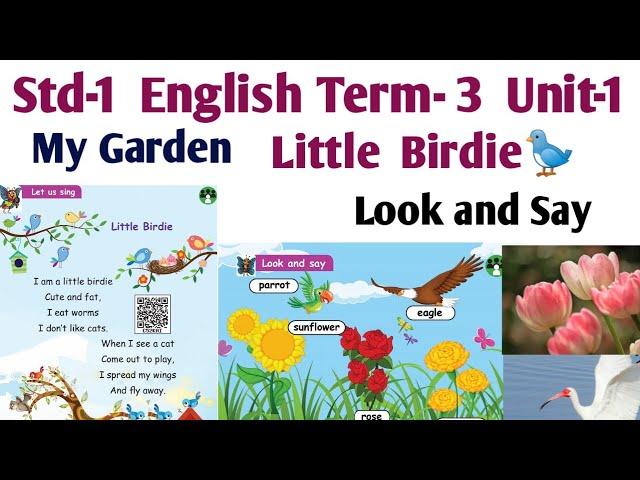 1st Std English Term 3 Unit 1 My Garden | Little Birdie poem | Look and Say | Samacheer Kalvi