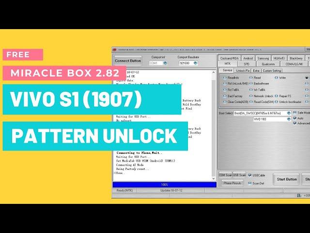 Free || Vivo S1 (1907) Pattern Unlock (Remove Screen Lock) Miracle Box 2.82 (New Method)