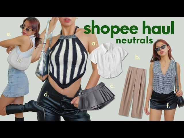 SHOPEE HAUL: NEUTRAL CLOTHES 2023 ( minimalist, high-quality & basic )