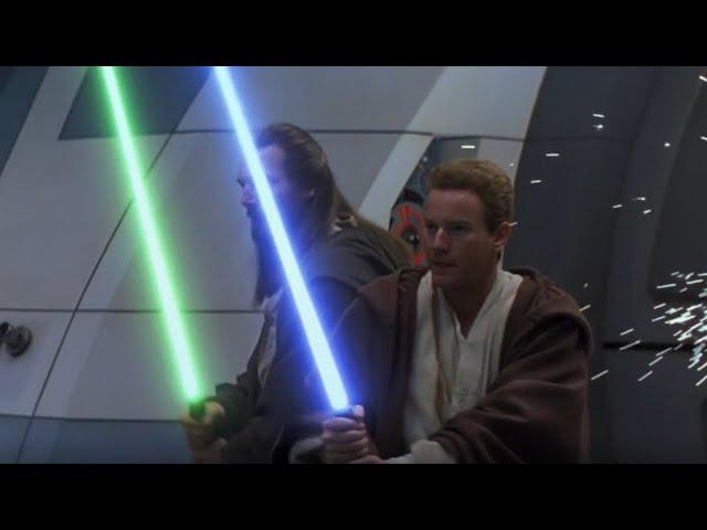 Qui Gon and Kenobi VS Trade Federation Droids | Star Wars: The Phantom Menace (1999)