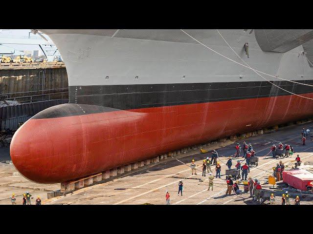 Inside Massive US Dry Dock Renovating Gigantic Aircraft Carrier Part by Part