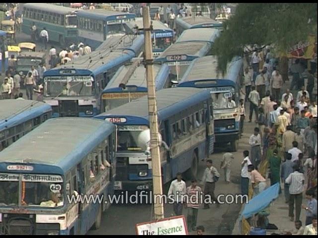 Delhi's old buses and diesel fumes from 1990's - archival footage of Bluelines and Redlines