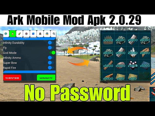 Ark Mobile Mod Menu Apk | Free God Console, Unlimited Amber, farming,god mod,no password..