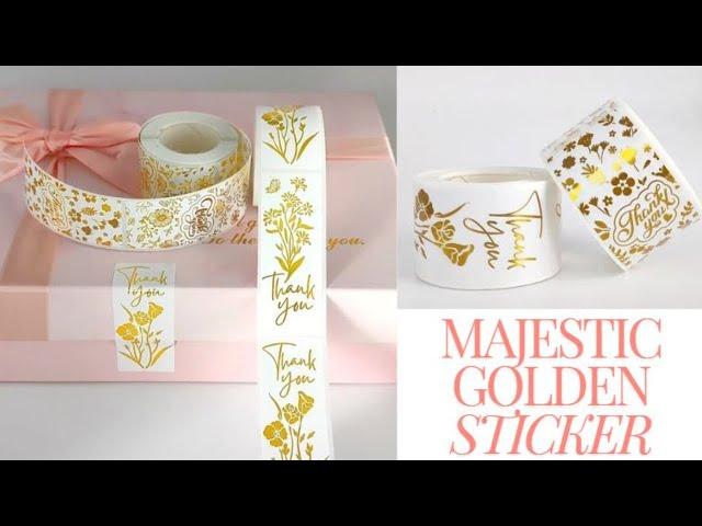 Majestic Golden rectangular thank you hot stamping sticker for packaging