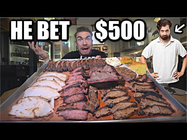 OWNER BETS ME $500 TO BEAT HIS XXL BBQ CHALLENGE | Joel Hansen