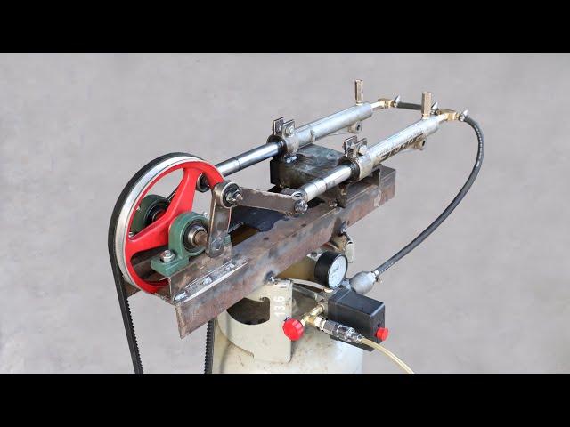 Making a Simple Air Compressor using Gas Bottle and Old Motorcycle Forks   | Very Powerful