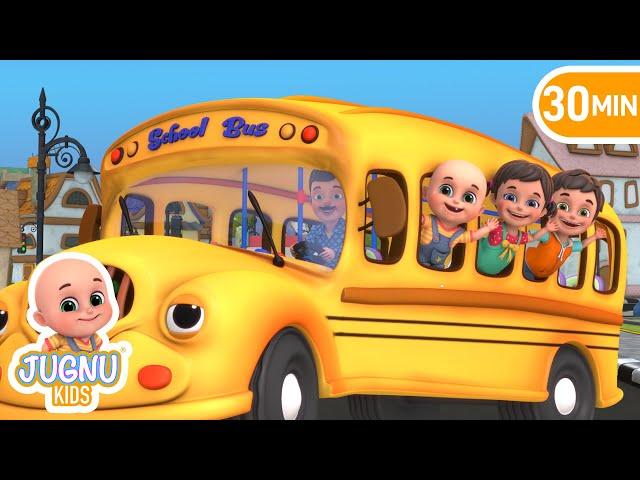 The Wheels On The Bus | we are driving in the car | ABCs 123s | Jugnu Kids Nursery Rhymes