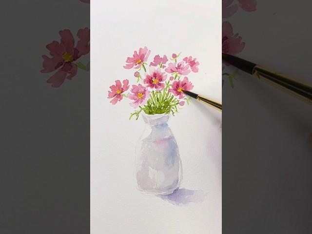 Watercolor painting cosmos flower #loosewatercolorpainting #art #drawing