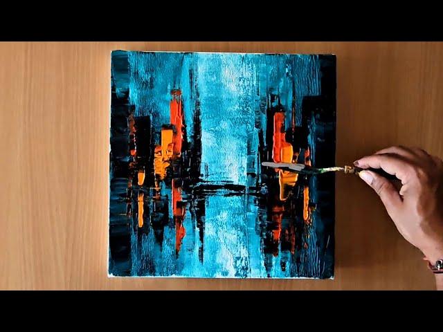Easy Acrylic Painting Technique / Abstract Cityscape Painting / Step By Step