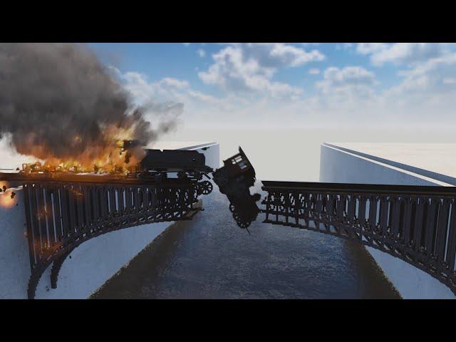 Steam Train on FIRE VS Broken Bridge With EXPLOSIVES | Teardown