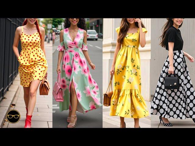 Milan Summer Street Style Italian Outfits Fashion Floral & Polka Dot Summer Maxi Dresses Outfit idea