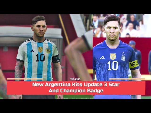 New Argentina Kits Update 3 Star and Worldcup Champion Badge PES 2021 | #argentina #pes2021