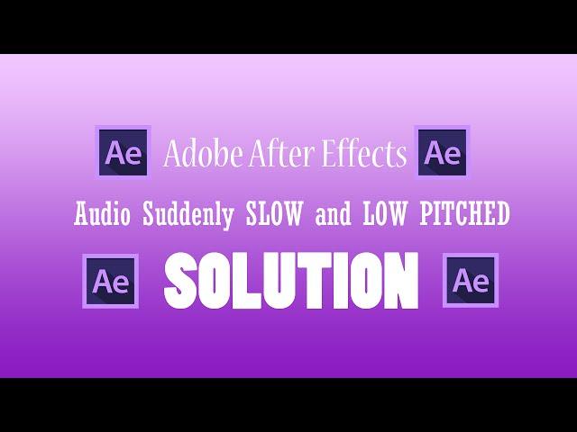 After Effects Audio Problem SOLVED