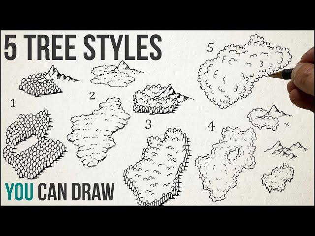 How to Draw Fantasy Map Trees and Forests - 5 easy styles to make your maps look awesome.