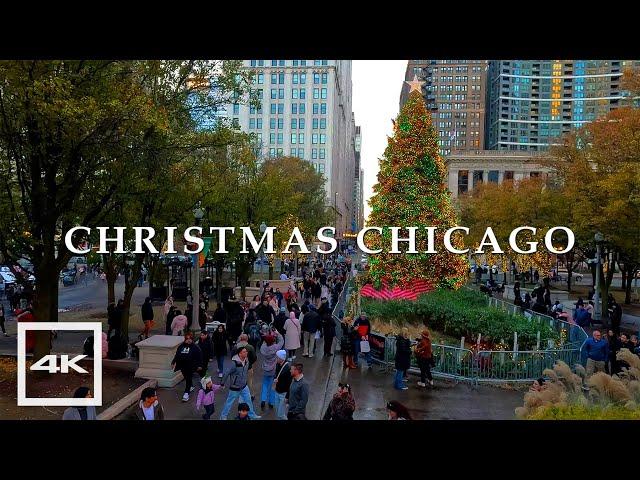 Full Chicago Christmas Walk 2024  Macy's Holiday Windows 2024 | 4K HDR 60fps