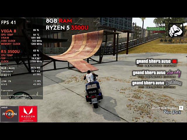 GTA TRILOGY - RYZEN 5 3500U - 8GB RAM - VEGA 8 - BENCHMARK