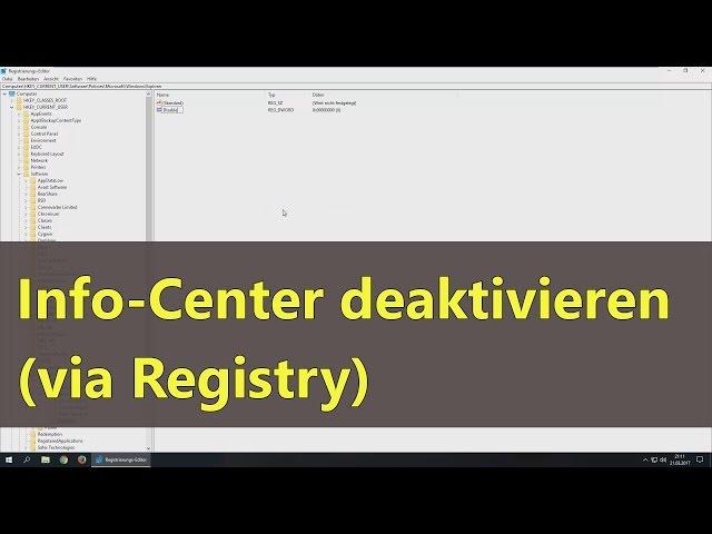 [Windows 10] Info-Center deaktivieren (via Registry)