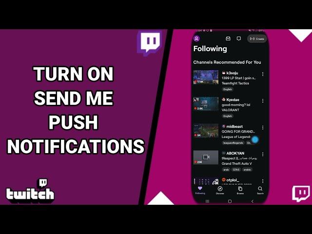 How To Turn On Send Me Push Notifications On Twitch Live Game Streaming App