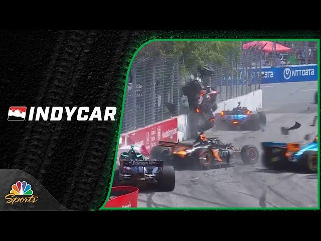 Huge wreck launches Santino Ferrucci into catchfence on the streets of Toronto | Motorsports on NBC