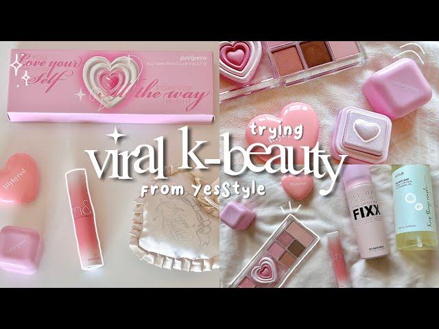 trying VIRAL K-BEAUTY from YESSTYLE ⋆𐙚₊˚⊹ | makeup & skincare haul, unboxing + review