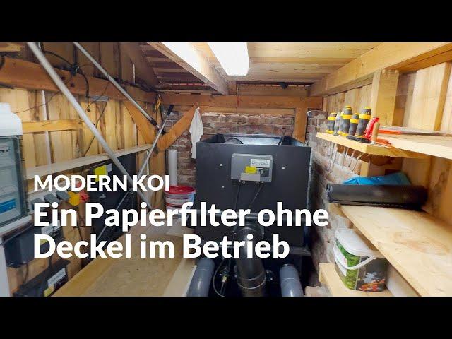 Karls Genesis Papierfilteranlage in einer kleinen Gartenhütte | Modern Koi Blog #7101