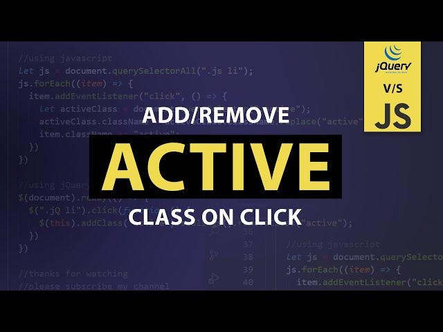 Add Remove Active Class On Click - Html CSS and Javascript | How to Add Active Class in Javascript