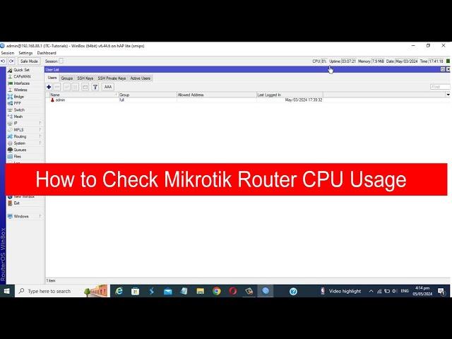 How to Check Mikrotik CPU Usage | Check CPU usage of your Mikrotik Router