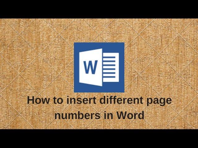 How to insert different page numbers in Word