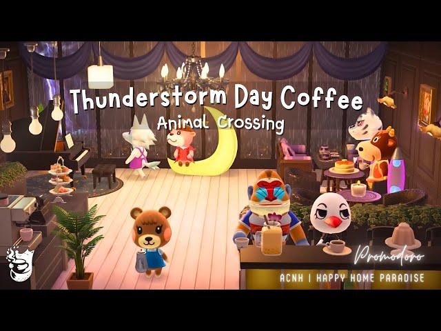 Thunderstorm Day Café  Perfect Lo-fi Jazz Chillhop + ACNH / Soothing Rain sounds ambience